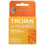 TROJAN RIBBED LUBE BROWN 6CT